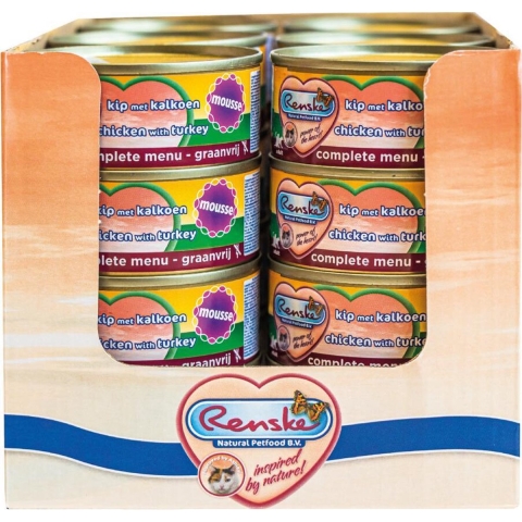 Renske mousse kip & kalkoen kattenvoer (70 gram) 2 trays (48 x 70 g)