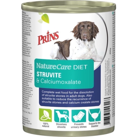 Prins NatureCare Diet Struvite & Calciumoxalate natvoer hond 2 trays (12 x 400 g)