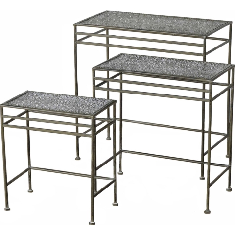Set van 3x rechthoekige sidetables/plantenstandaards Greta 40-57 cmSidetables/plantenstandaards - 3 -