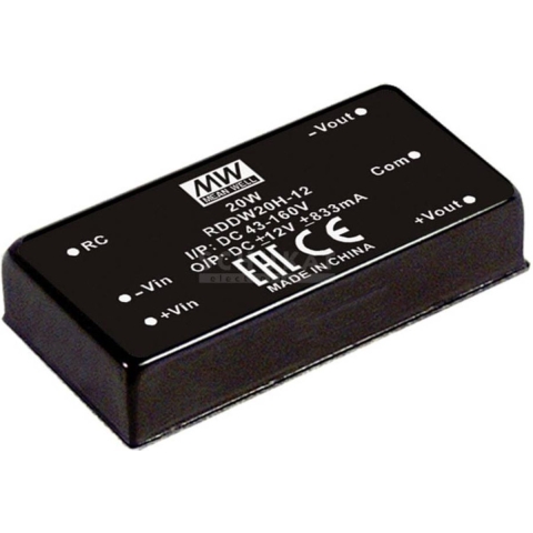 Mean Well RDDW20G-12 DC/DC-converter 835 mA 20 W Aantal uitgangen: 2 x Inhoud 1 stuk(s)