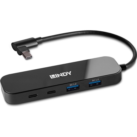 LINDY USB-Hub USB-C (USB 3.2 Gen 2) multiport hub 4 poorten Zwart