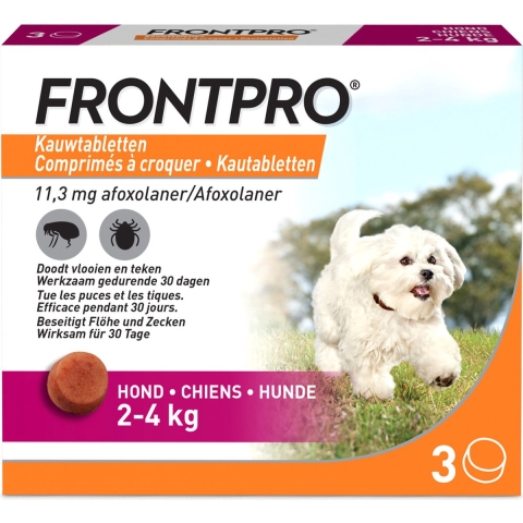 Frontpro kauwtabletten vlooienmiddel voor de hond S (2 tot 4 kg) 2 x 3 tabletten