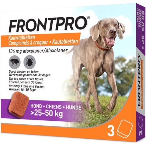 Frontpro kauwtabletten vlooienmiddel voor de hond XL (25 tot 50 kg) 2 x 3 tabletten