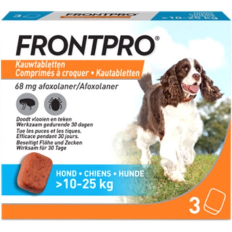 Frontpro kauwtabletten vlooienmiddel voor de hond L (10 tot 25 kg) 2 x 3 tabletten