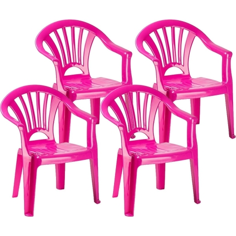 6x stuks kinderstoelen roze kunststof 35 x 28 x 50 cm -