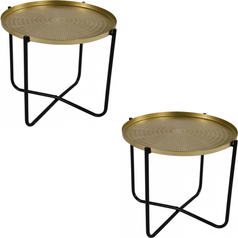 2x stuks ronde bijzettafels/plantenstandaarden goud 35 cm -