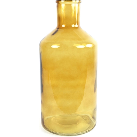 Countryfield Vaas - goudgeel - glas - XXL fles vorm - D24 x H51 cm -