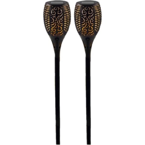 Set van 8x stuks solar tuinlampen/fakkels met vlameffect op zonne-energie 78 cm -