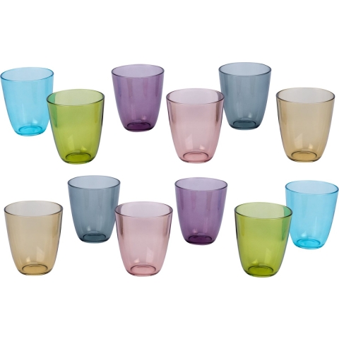 12x Stuks gekleurde waterglazen/drinkglazen Cosy Moments 310 ml -