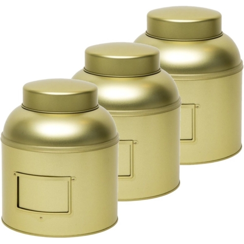 3x Gouden ronde opbergblikken/bewaarblikken met etikethouder 24 -