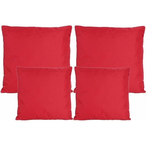 Bank/tuin kussens set - binnen/buiten - 4x stuks - rood - In 2 formaten -