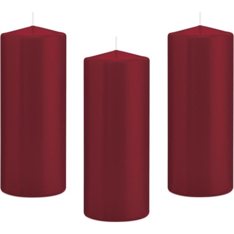 10x Bordeauxrode cilinderkaars/stompkaars 8 x 20 cm 119 branduren -
