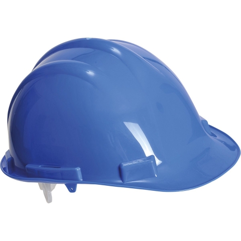 Set van 4x stuks veiligheidshelmen/bouwhelmen hoofdbescherming blauw verstelbaar 55-62 cm -