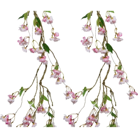 3x stuks kunstbloem/bloesem takken slingers - lichtroze - 130 cm -