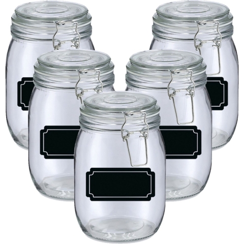 Weckpotten/inmaakpotten - 10x - 1L - glas - met beugelsluiting - incl. etiketten -