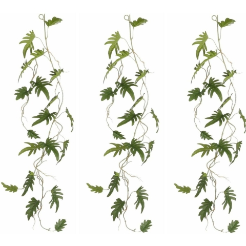 Mica Decoration kunstplant slinger Philodendron Xanadu - 3x - groen - 115 cm - Kamerplant snoer -