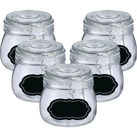 Weckpot/inmaakpot - 10x - 500 ml - glas - met beugelsluiting - incl. etiketten -
