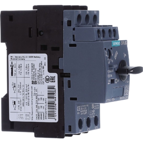 Siemens 3RV2011-0JA15 Vermogensschakelaar 1 stuk(s) Instelbereik (stroomsterkte): 0.7 - 1 A Schakelspanning (max.): 690 V/AC (b x h x d) 45 x 97 x 97 mm