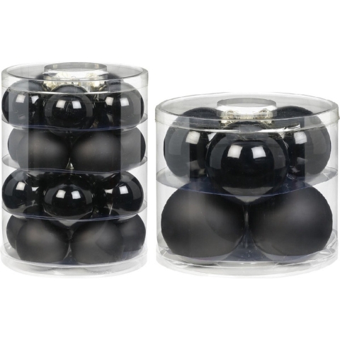 42x stuks glazen kerstballen zwart 6 en 10 cm glans en mat -