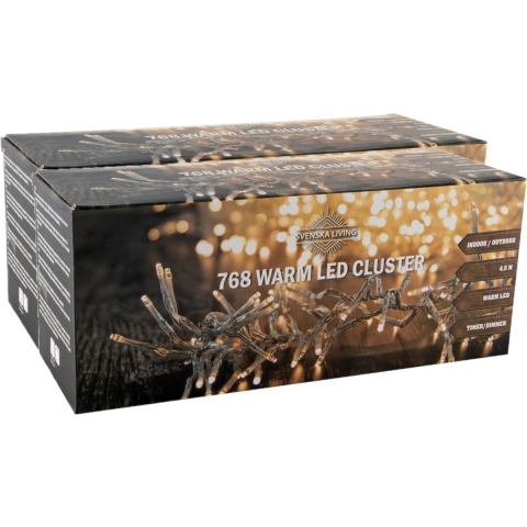 Set van 2x stuks clusterverlichting warm wit 768 lampjes 450 cm -