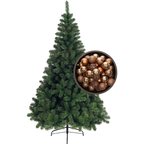 Bellatio Decorations kunst kerstboom 240 cm met kerstballen camel bruin -