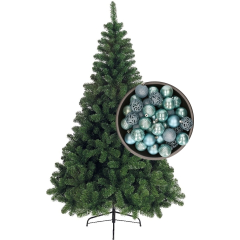 Bellatio Decorations kunst kerstboom 240 cm met kerstballen ijsblauw -