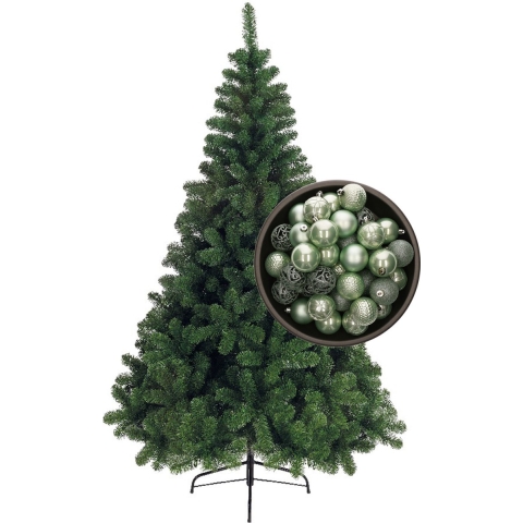 Bellatio Decorations kunst kerstboom 240 cm met kerstballen mintgroen -