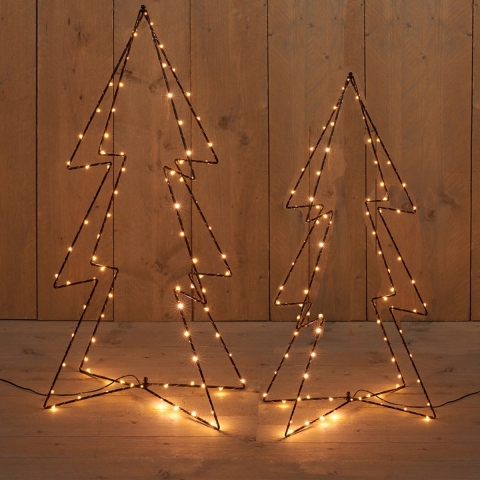 LED kerstbomen - 2x stuks - 3D - 72 en 91 cm - kerstverlichting -