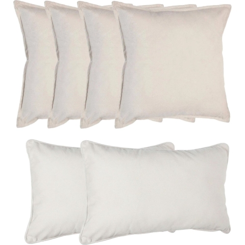 Bank/sierkussens huiskamer Sophia - set 6x stuks - Ivoor wit - polyester - met rits - 2 formaten -