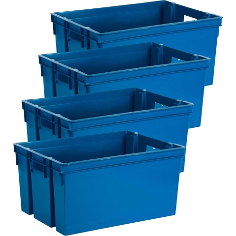 Opbergbox/opbergkrat 50 L - 12x - blauw - kunststof - 56 x 41 x 29 cm - stapelbaar/nestbaar -