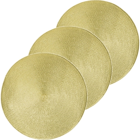12x Luxe ronde placemats goud 38 cm geweven/gevlochten -