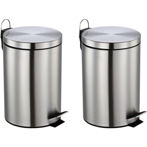 Set van 2x stuks RVS vuilnisbakken/pedaalemmers 12 liter 40 cm -
