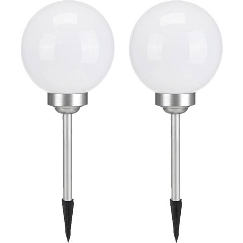 Set van 4x stuks solar tuinlampen/prikspots bol met roterende functie op zonne-energie 20 cm -