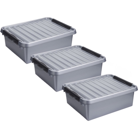 5x stuks opberg box/opbergdoos 25 liter 50 x 40 x 18 cm kunststof -