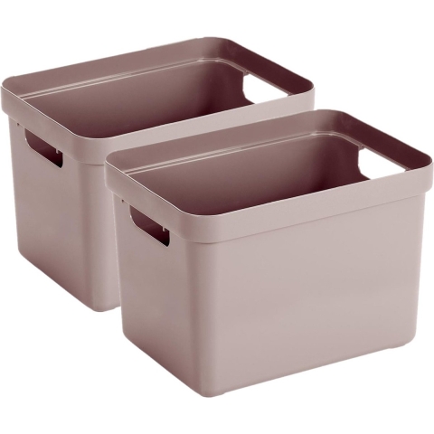 8x stuks roze opbergboxen/opbergmanden 18 liter kunststof -