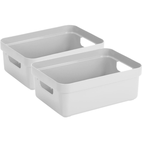 8x stuks witte opbergboxen/opbergmanden 9 liter kunststof -