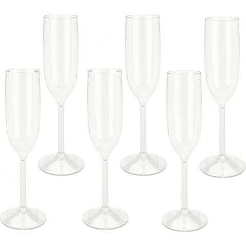 Prosecco/Champagneglazen - 25x - transparant - kunststof - 165 ml -