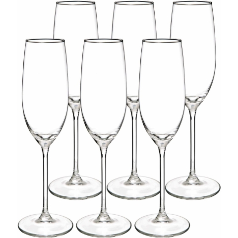 Champagneglazen set Lina - doosje 24x stuks - chique transparant glas - 21 CL -