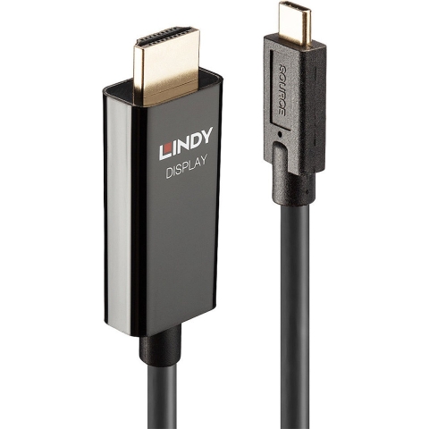 LINDY 43315 USB-C-displaykabel Aansluitkabel USB-C stekker, HDMI-A-stekker 5.00 m Zwart 4K UHD