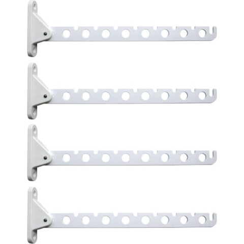 Set van 4x stuks kledinghaak inklapbaar wit 30 cm -