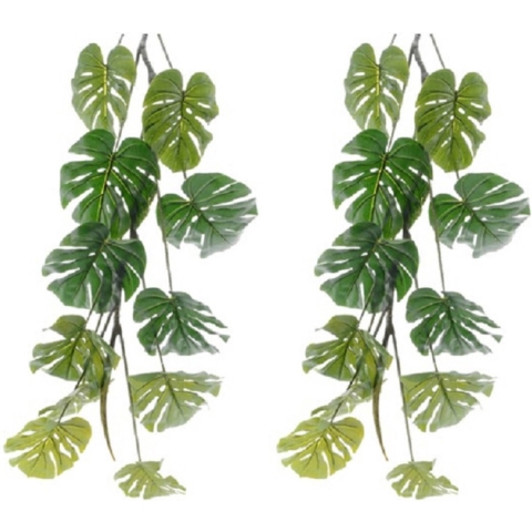 Monstera/gatenplant kunstplant slinger - 5x -110 cm - groen -