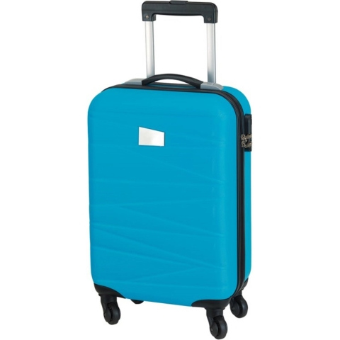 Cabine handbagage reis trolley koffer - met zwenkwielen - 55 x 35 x 20 cm - hemelblauw -