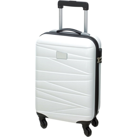 Cabine handbagage reis trolley koffer - met zwenkwielen - 55 x 35 x 20 cm - wit -