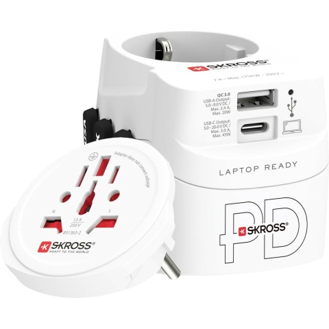 Skross 1.302474 Reisstekker Pro Light USB AC45PD World