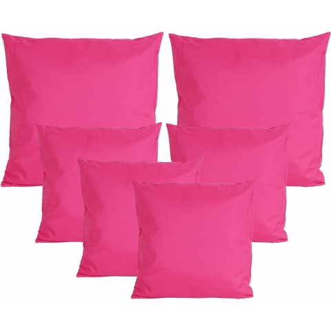 Bank/tuin kussens set - binnen/buiten - 6x stuks - fuchsia roze - In 2 formaten -