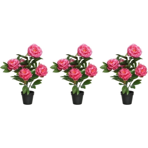 6x stuks roze Paeonia/pioenrozen struik kunstplanten 57 cm in pot -