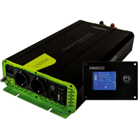 ProUser PSI1500TX Omvormer 1500 W 12 V - 230 V/AC Incl. afstandsbediening, UPS-functie, Netvoorrangsschakeling