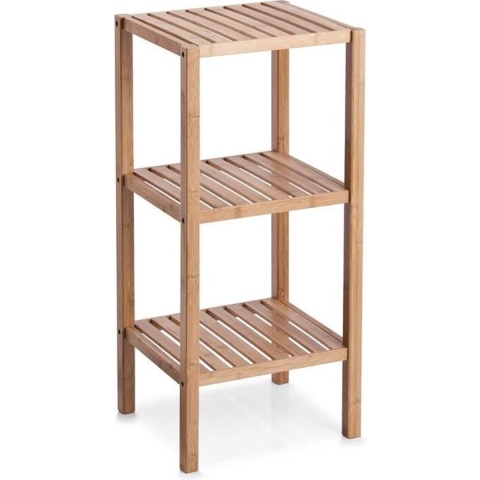 Bamboe houten bijzet kastje bruin met 3 open planken 37 x 80 cm -
