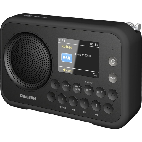 Sangean DPR-76BT Zakradio DAB+, VHF (FM) AUX, Bluetooth Toetsvergrendeling Grijs