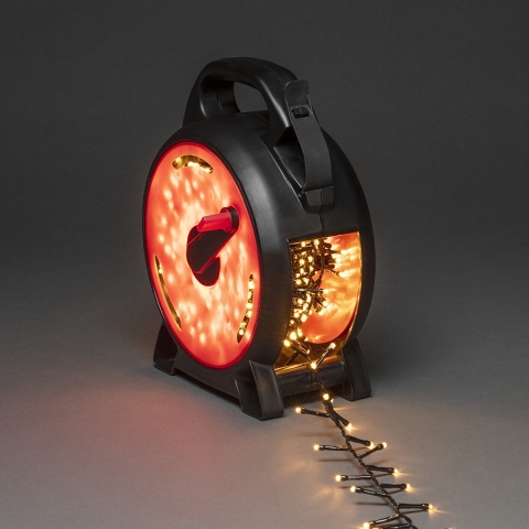 Konstsmide 3844-800 Lichtketting Buiten Energielabel: E (A - G) werkt op het lichtnet Aantal lampen 400 LED Barnsteen Verlichte lengte: 8.78 m Haspel